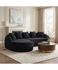 Sailvan L-Shape Sectional Sofa with Curved Chaise, Modular Chenille Compression Couch