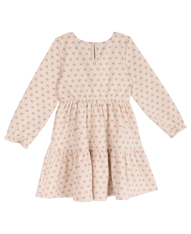 Rare Editions Girls' 2T-6X Heart Print Long-Sleeve Dress