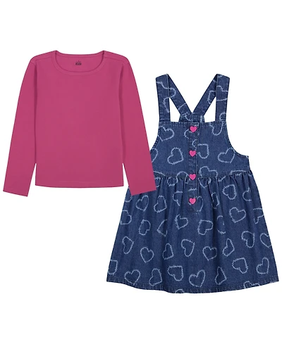 Kids Headquarters Toddler Girls' 2T-4T Long-Sleeve T-Shirt and Jumper, 2-Piece Set
