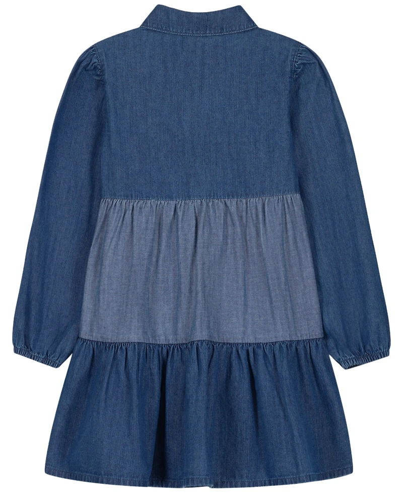 Calvin Klein Toddler Girls' 2T-6X Collared Denim Button-Front Dress