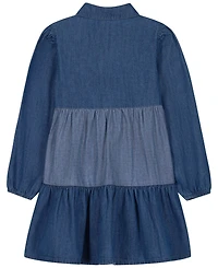 Calvin Klein Toddler Girls' 2T-6X Collared Denim Button-Front Dress
