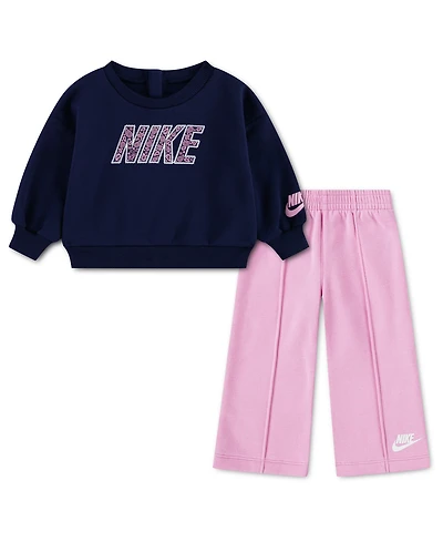Nike Baby Girls' Retro Remix Sweatshirt and Wide-Leg Pants, 2-Piece Set