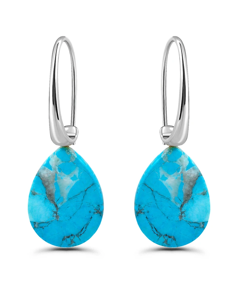 Macy's Genuine Howlite Chrysocolla Teardrop Shape Drop on Hardwire Fishhook Closure Earrings