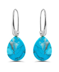 Macy's Genuine Howlite Chrysocolla Teardrop Shape Drop on Hardwire Fishhook Closure Earrings