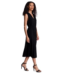 Kenneth Cole Women's V-Neck Asymmetric Hem Midi Dress