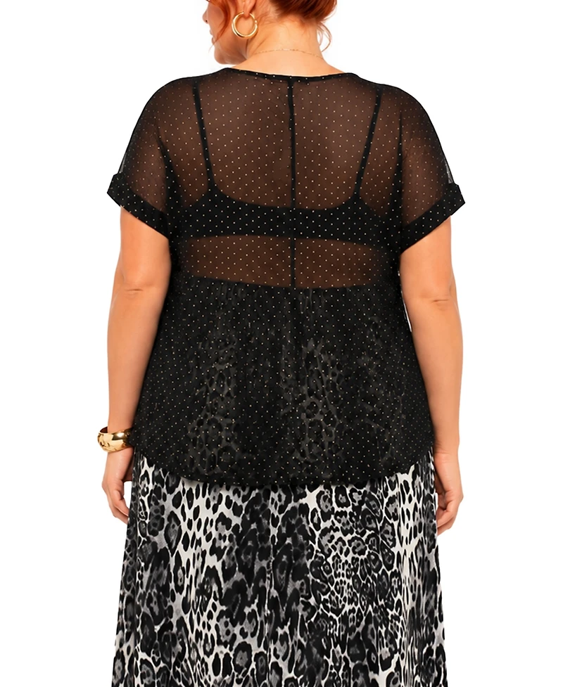Coin 1804 Plus Foil Drop V-Neck Top