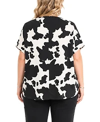 Coin 1804 Plus Cow Print Short-Sleeve Top