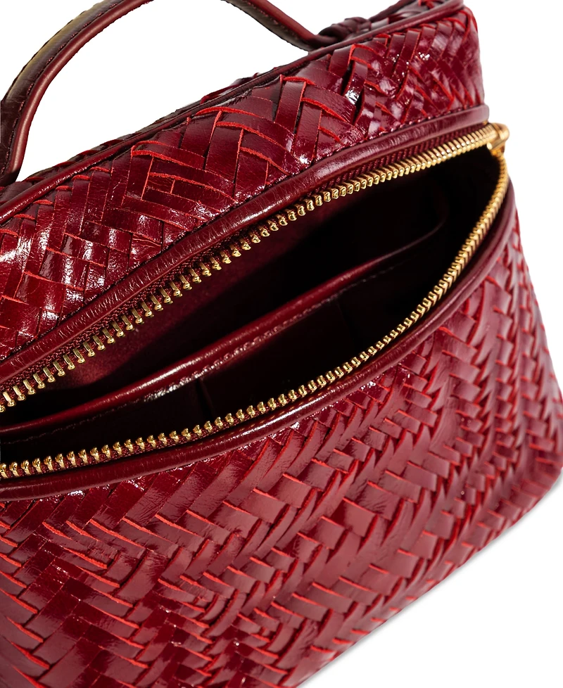 Sam Edelman Charli Woven Leather Small Top Handle Crossbody Handbag