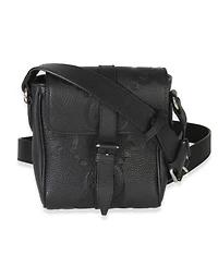 Pre-Owned Gucci Black Piuma Calfskin Jumbo Gg Embossed Small Messenger Bag
