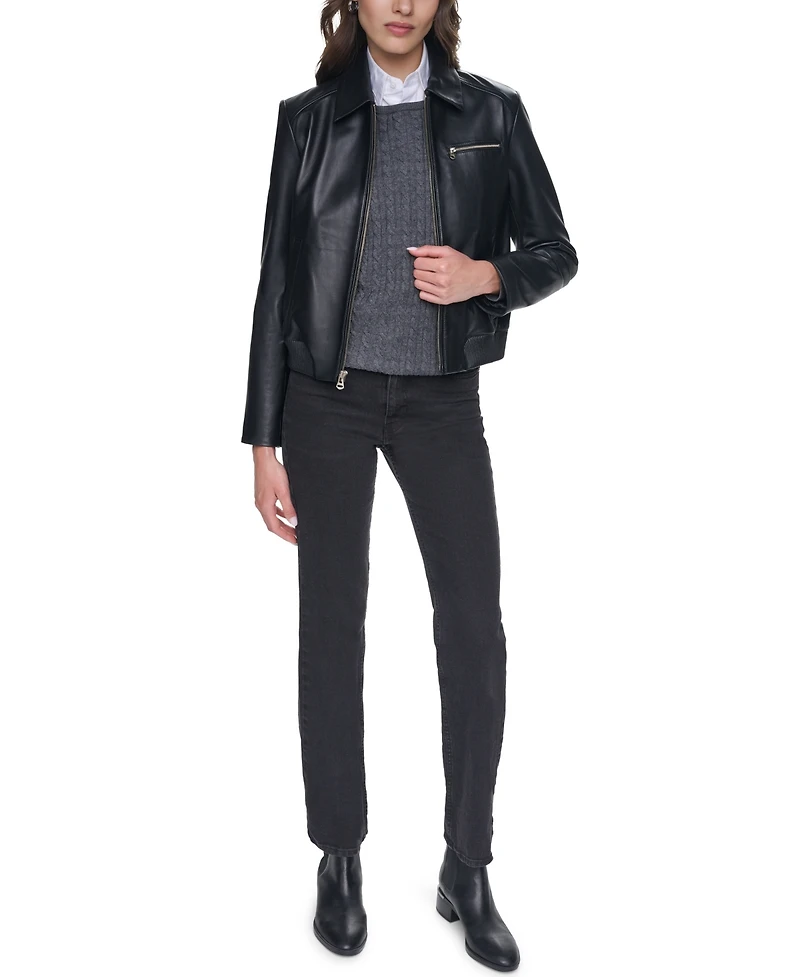 Cole Haan Women's Smooth Lamb Bomber Jacket