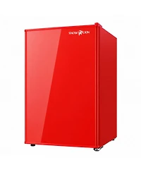 SnowlionPremium 65 L Solid Door Mini Refrigerator, Freestanding Under-Counter in Red