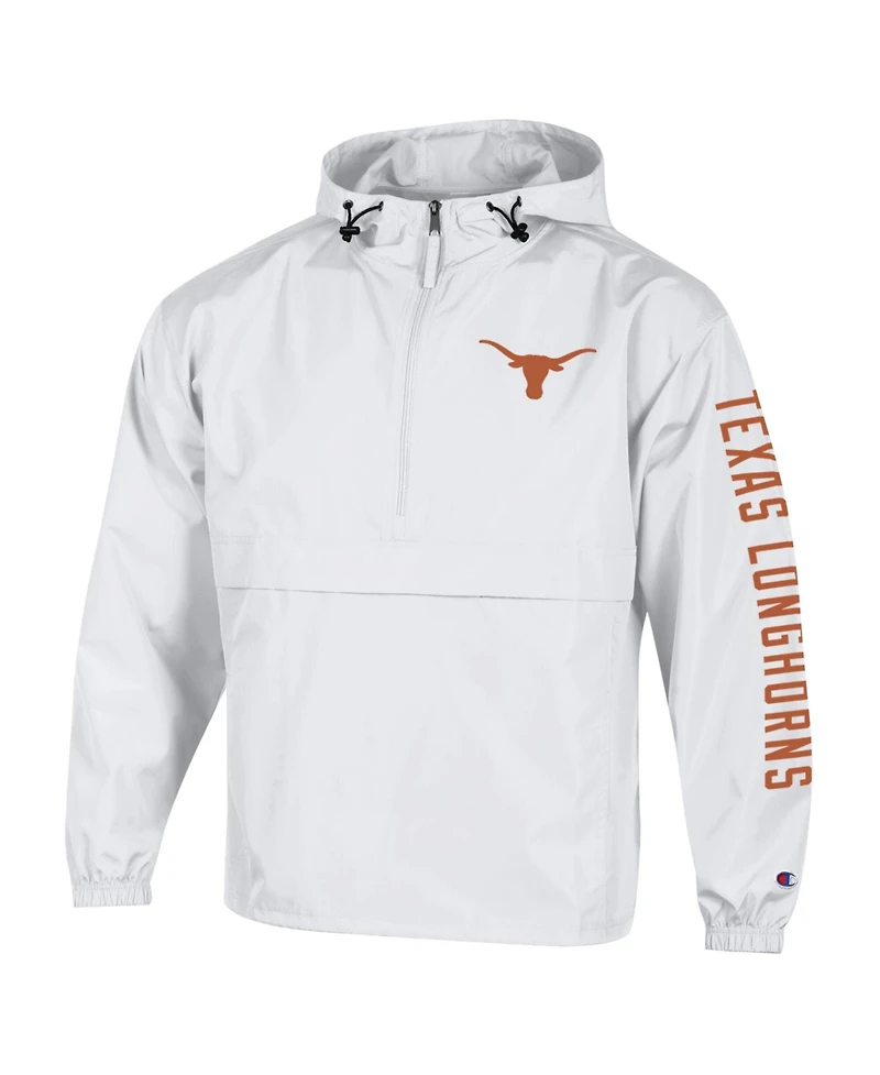 Champion Men's White Texas Longhorns Cloud Packable Half-Zip Hoodie