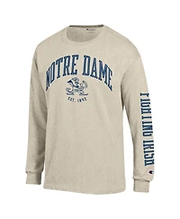 Champion Men's Heather Oatmeal Notre Dame Fighting Irish Neutral Arch Long-Sleeve T-Shirt
