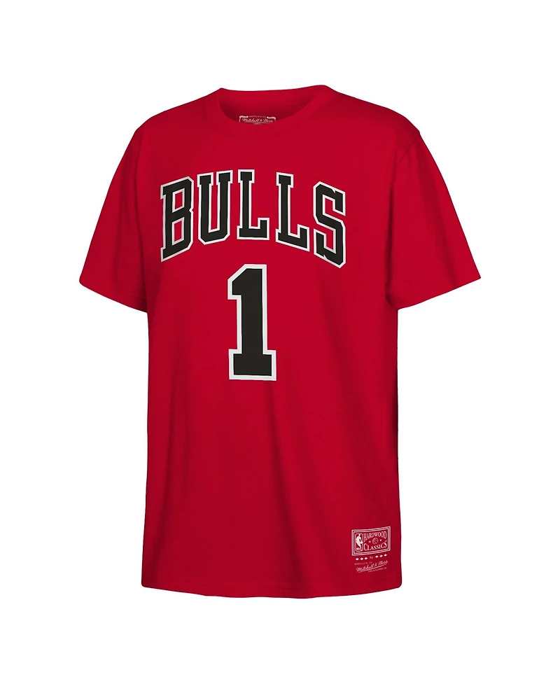 Mitchell & Ness Big Boys and Girls Derrick Rose Red Chicago Bulls Hardwood Classics Name Number T-Shirt