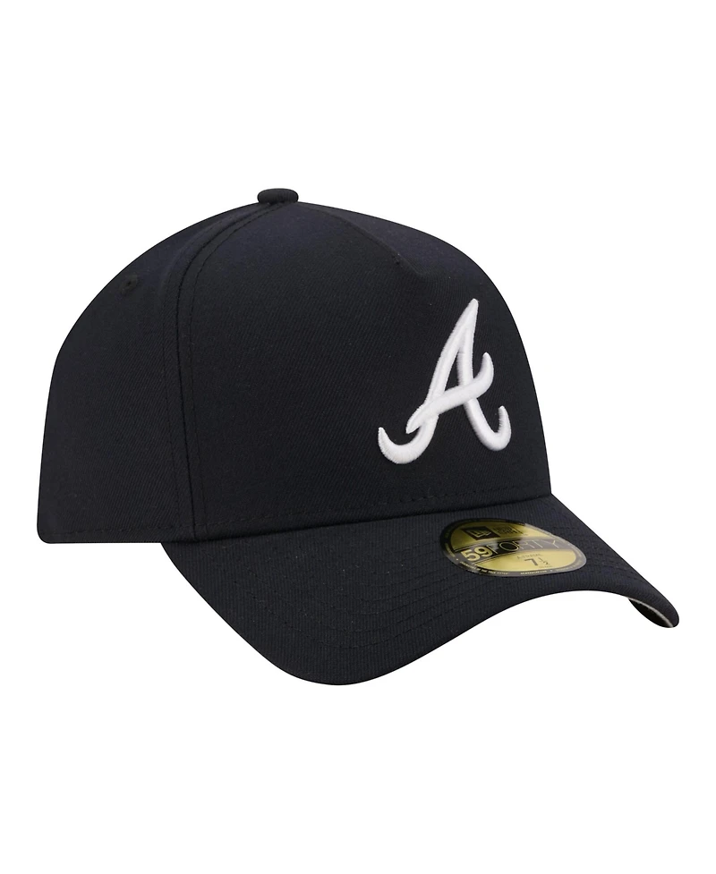 New Era Men's Navy Atlanta Braves A-Frame 59FORTY Fitted Hat