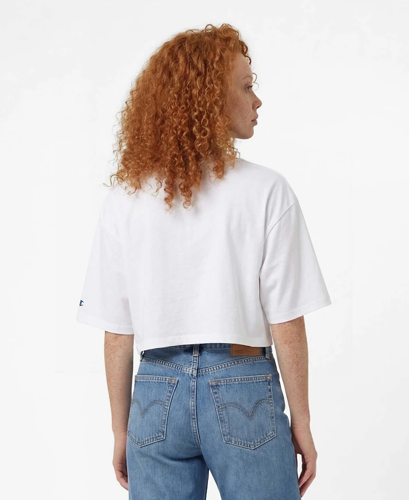 Champion Women's White Las Vegas Raiders Boyfriend Cropped T-Shirt