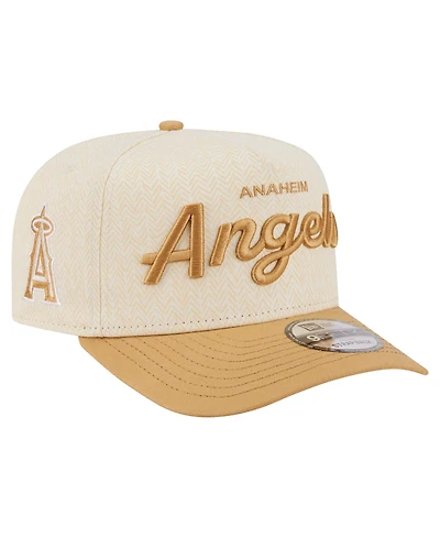 New Era Men's Cream Los Angeles Angels Herringbone 9FIFTY A-Frame Snapback Hat