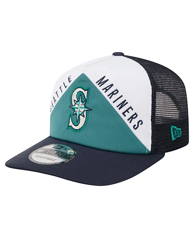 New Era Men's White, Navy Seattle Mariners Retro Cut 19TWENTY Adjustable Trucker Hat