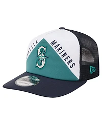 New Era Men's White, Navy Seattle Mariners Retro Cut 19TWENTY Adjustable Trucker Hat