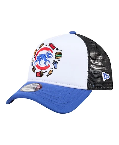 New Era Big Boys and Girls White, Royal Chicago Cubs Food A-Frame 9FORTY Trucker Adjustable Hat