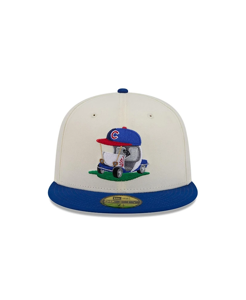 New Era Men's Cream, Royal Chicago Cubs Bullpen Cart 59FIFTY Fitted Hat