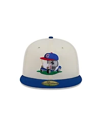 New Era Men's Cream, Royal Chicago Cubs Bullpen Cart 59FIFTY Fitted Hat