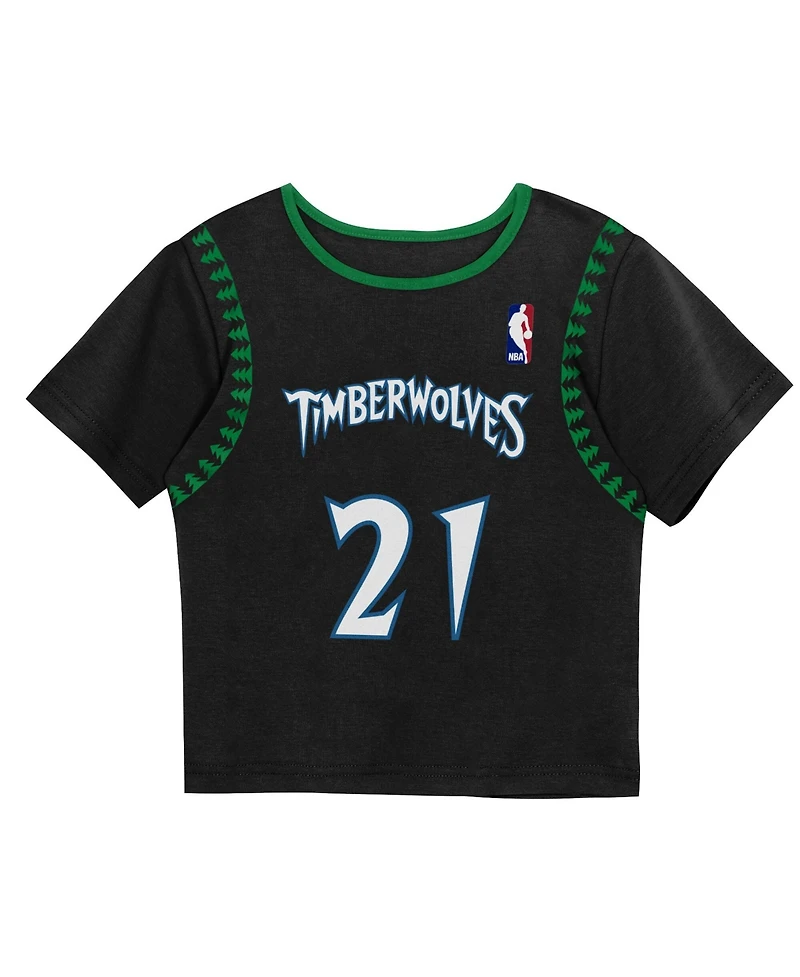 Mitchell & Ness Preschool Two-Pack Kevin Garnett Black Minnesota Timberwolves Play by Place T-Shirt and Shorts Set
