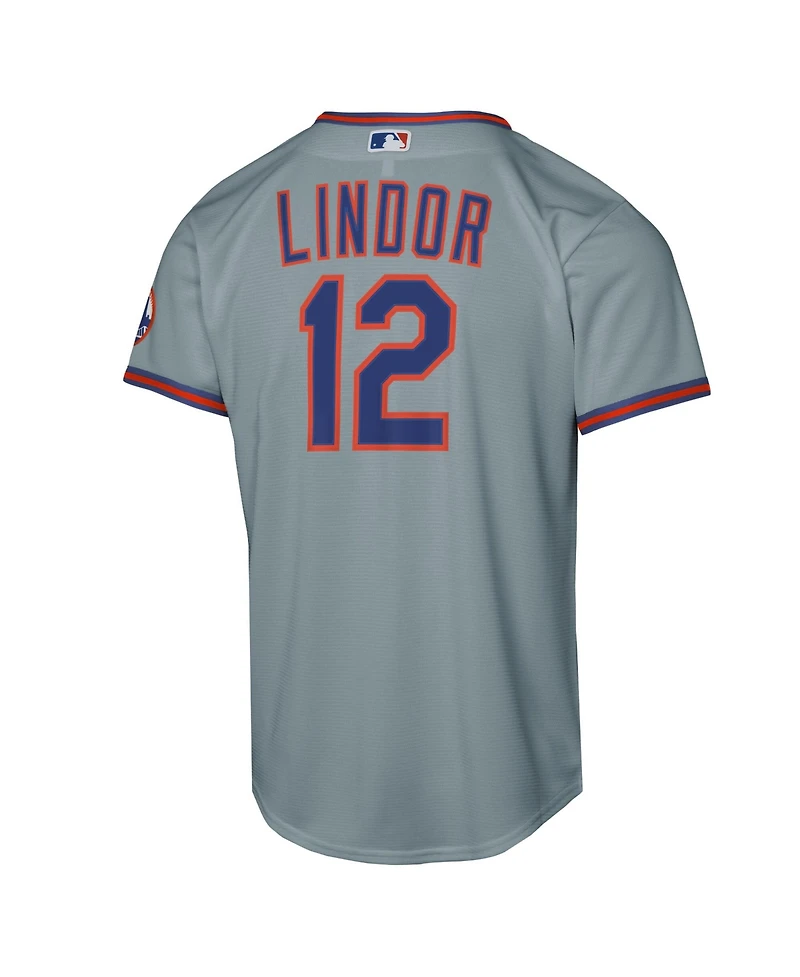 Nike Big Boys and Girls Francisco Lindor Gray New York Mets Road Stadium Player Jersey