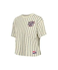 New Era Women's Cream Team Usa La 2028 Summer Olympics Mesh Back Pinstripe Boxy T-Shirt