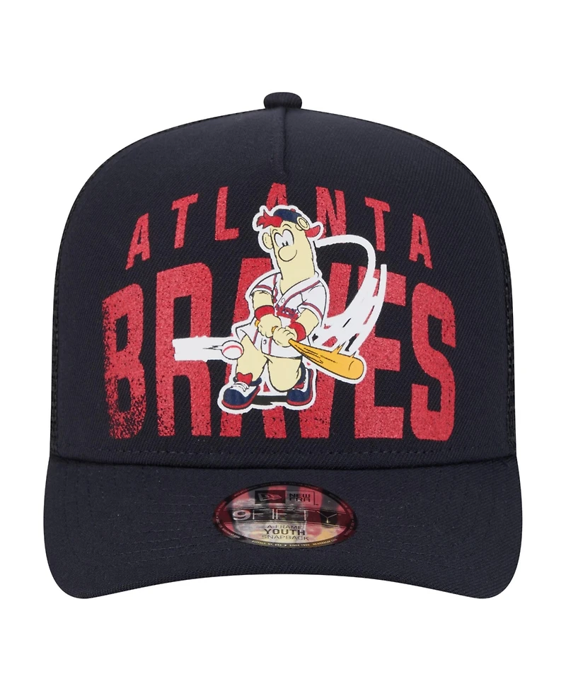 New Era Big Boys and Girls Navy Atlanta Braves Logo Fade A-Frame 9FIFTY Snapback Hat