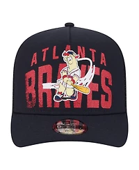 New Era Big Boys and Girls Navy Atlanta Braves Logo Fade A-Frame 9FIFTY Snapback Hat