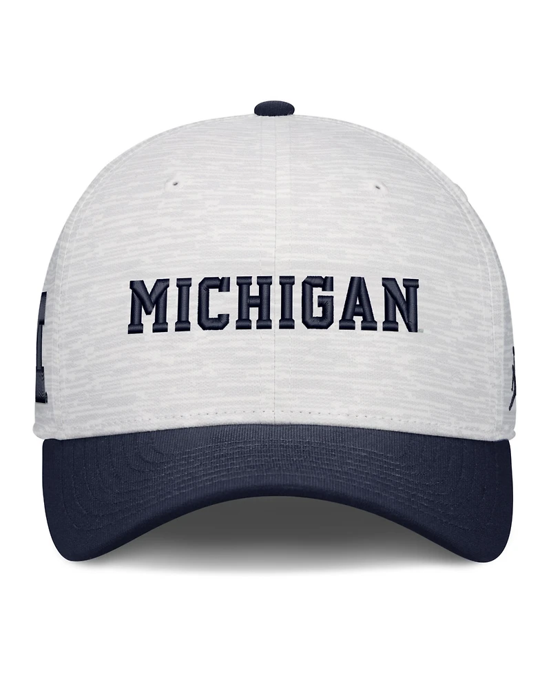 Jordan Men's and Women's White, Navy Michigan Wolverines Primetime Rise Adjustable Hat