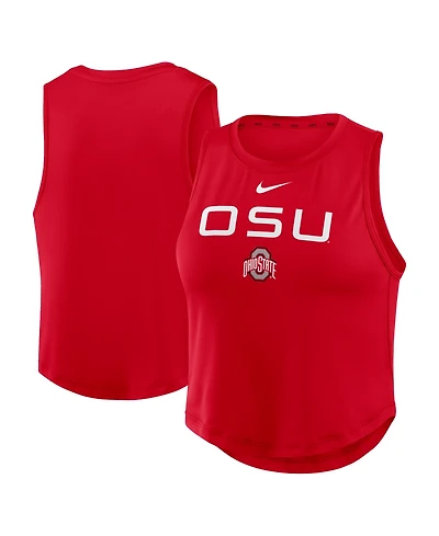Nike Women's Scarlet Ohio State Buckeyes One Dri-fit Cropped Tank Top