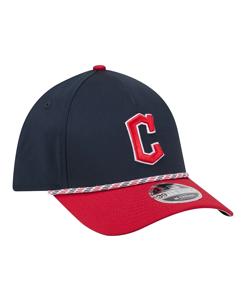 New Era Men's Navy, Red Cleveland Guardians Rope M-Crown A-Frame 39THIRTY Flex Hat