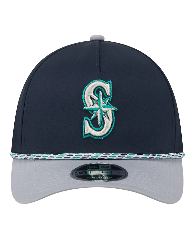 New Era Men's Navy, Gray Seattle Mariners Rope M-Crown A-Frame 39THIRTY Flex Hat