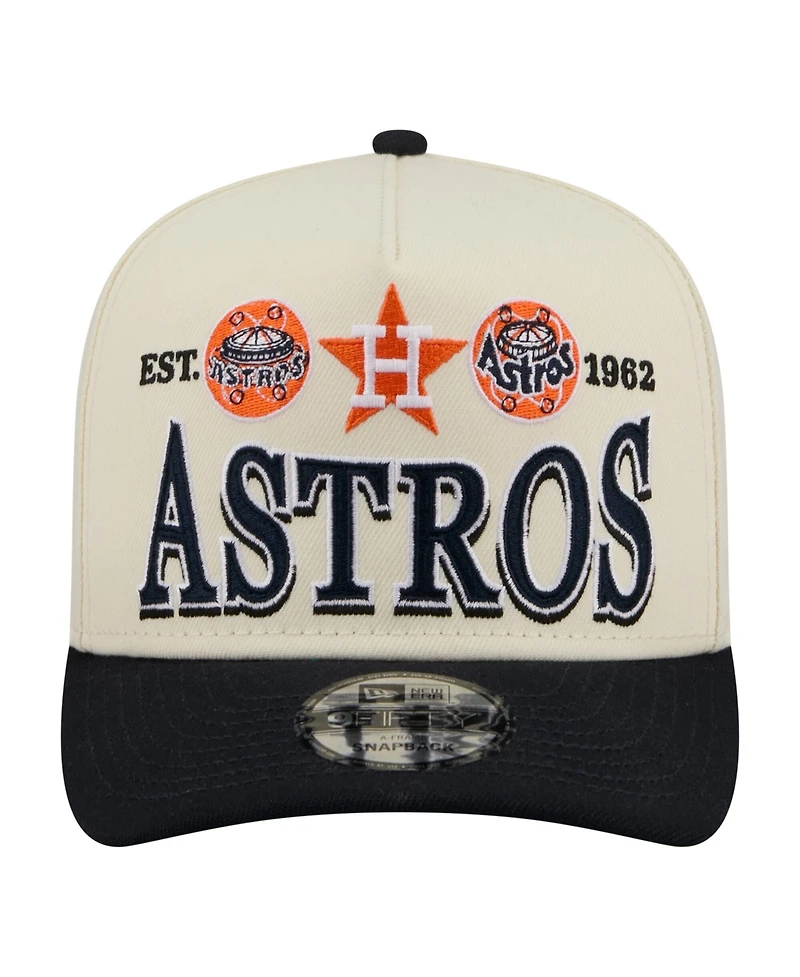 New Era Men's Cream Houston Astros Throwback Tri-Hit A-Frame 9FIFTY Adjustable Hat