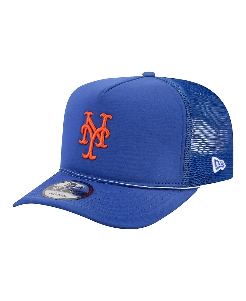 New Era Men's Royal New York Mets Worn A-Frame 9FIFTY Trucker Snapback Hat