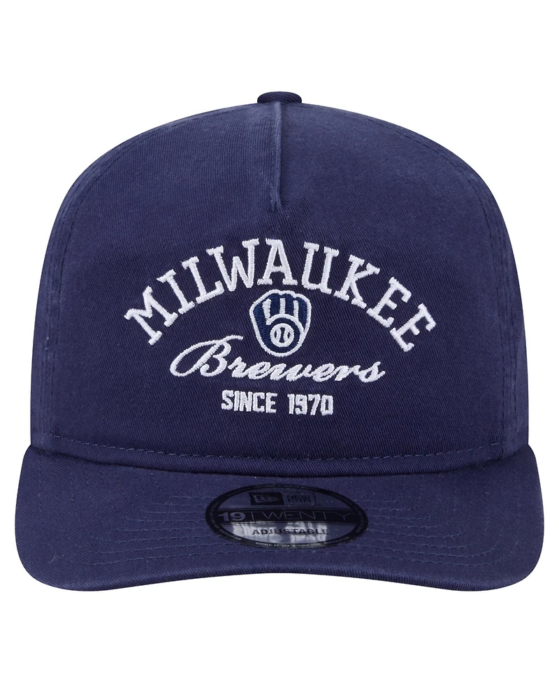 New Era Men's Navy Milwaukee Brewers Stacked 19TWENTY Adjustable Hat