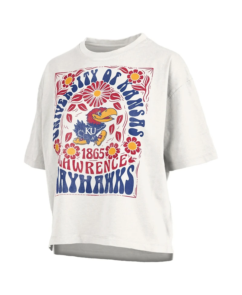 Pressbox Women's White Kansas Jayhawks Harmony Oversized Slub T-Shirt