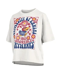 Pressbox Women's White Kansas Jayhawks Harmony Oversized Slub T-Shirt
