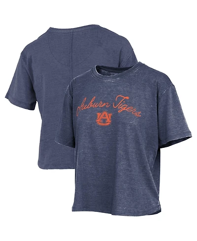 Pressbox Women's Navy Auburn Tigers Waist Length Script Over Logo T-Shirt