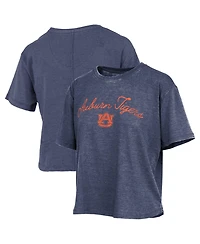 Pressbox Women's Navy Auburn Tigers Waist Length Script Over Logo T-Shirt
