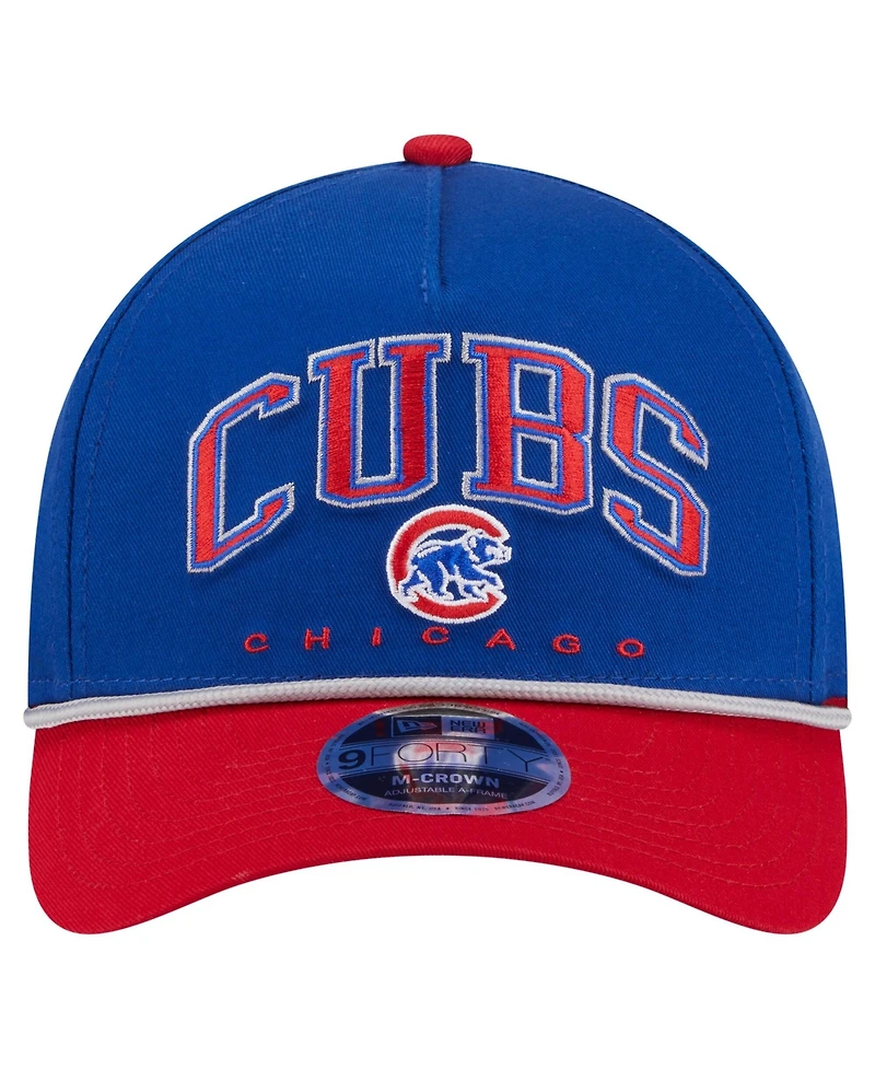 New Era Men's Royal, Red Chicago Cubs Arch 9FORTY A-Frame M-Crown Adjustable Hat