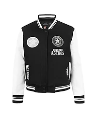 Pro Standard Women's Black Houston Astros Pearls Rib Wool Full-Zip Varsity Jacket