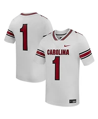 Nike Men's 1 White South Carolina Gamecocks Road Replica Football Jersey