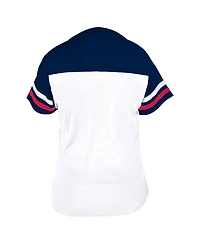 Fanatics Women's Profile White, Navy Minnesota Twins Plus Two-Stripe V-Neck T-Shirt