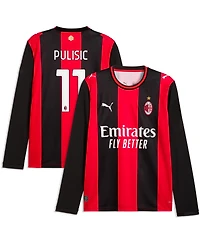 Puma Men's Christian Pulisic Black, Red Ac Milan 2026, 27 Home Replica Long Sleeve Jersey