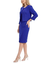Ny Collection Petite Textured Knit 3/4 Sleeve 2 Piece Dress Set