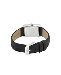 Porsamo Bleu Women's Karolina Rectangular Satin Covered Genuine Leather Band Watch 30 mm
