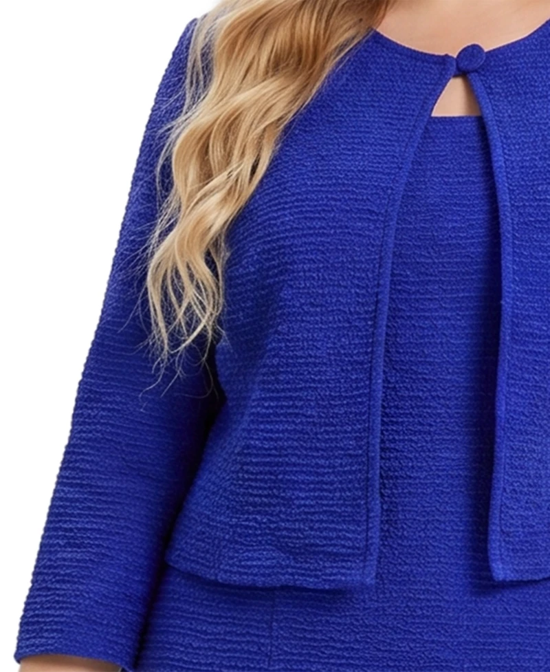 Ny Collection Plus Textured Knit 3/4-Sleeve 2 Piece Dress Set